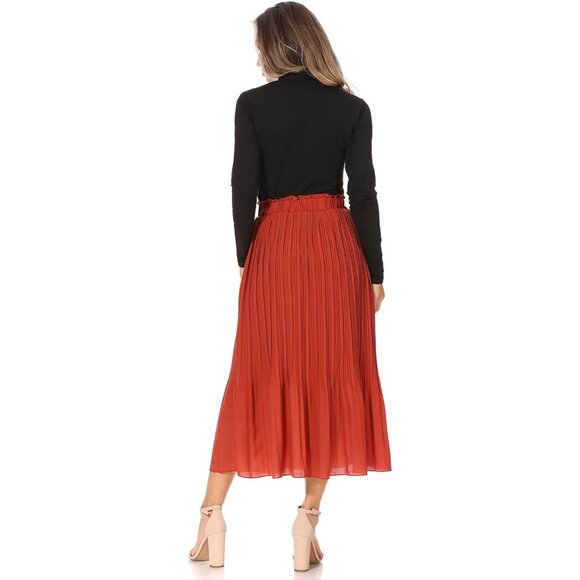 Elegant Women’s Pleated Midi Skirt with Pockets - Regular & Plus Size Options - Picture 3 of 5